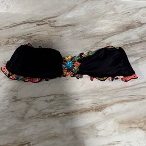 Victoria's Secret Black Bikini Top with Colorful Gem Accents